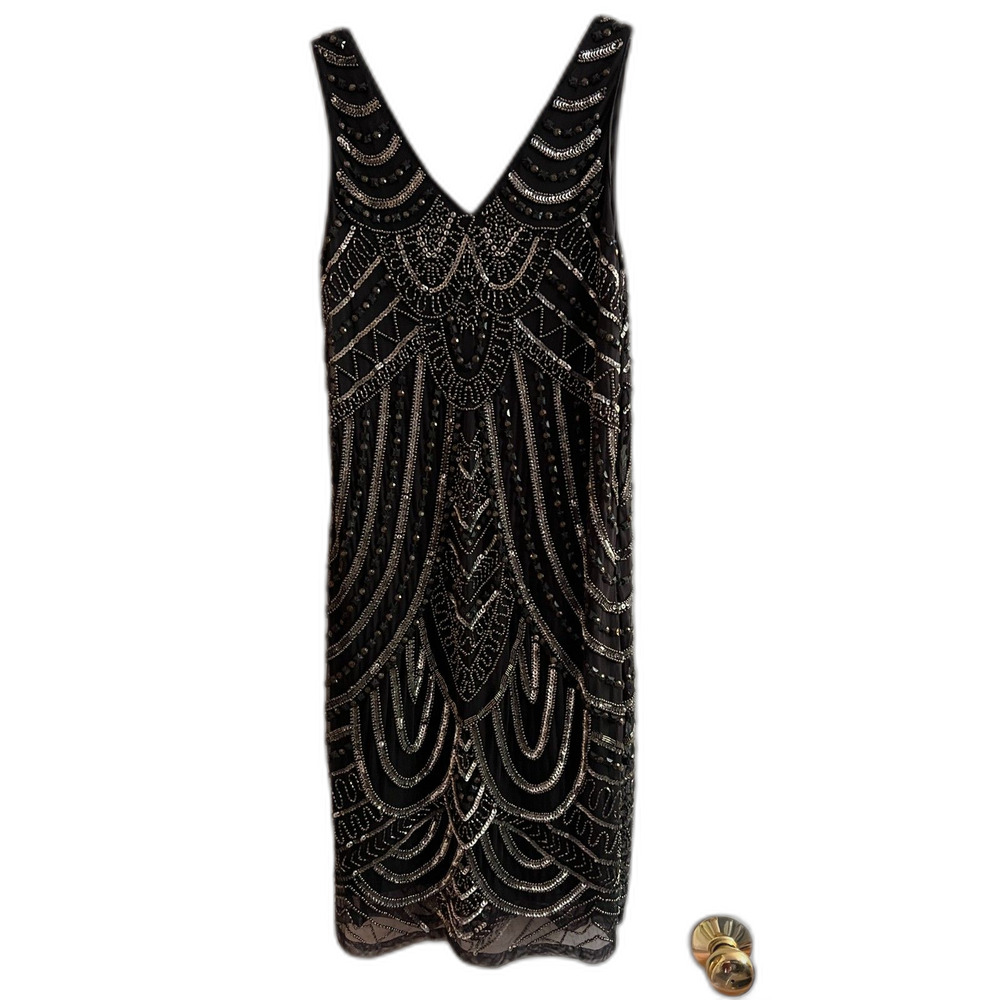 Modcloth Navy Sequin 20s Style Midi Cocktail Dress Sz Small - Picture 2 of 4